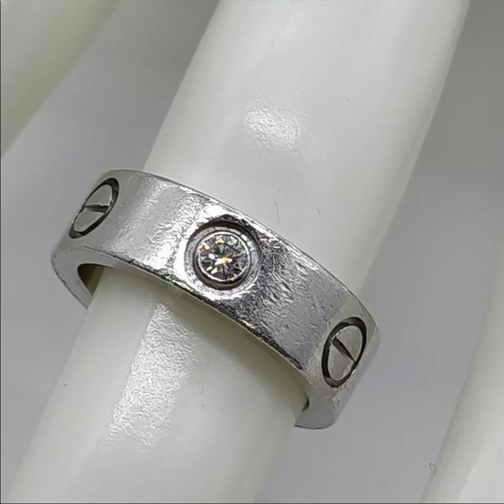 Cartier love ring platinum 1 diamond - Picture 11 of 14